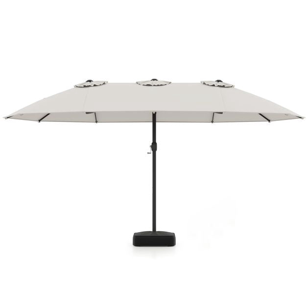 Parasol double face avec base, beige, 464 cm