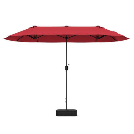 Parasol double face avec support, 400 x 200 cm, bordeaux