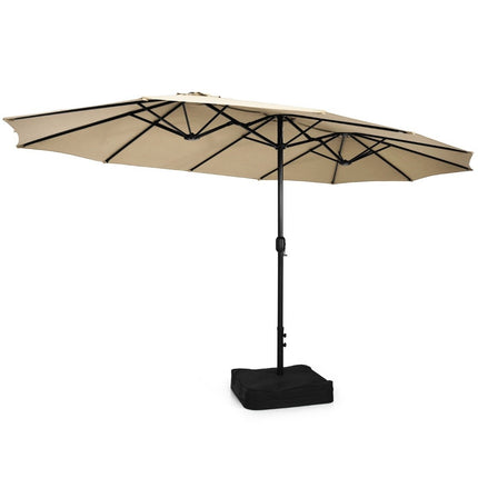 Parasol de terrasse double face avec support, manivelle, UPF 50+