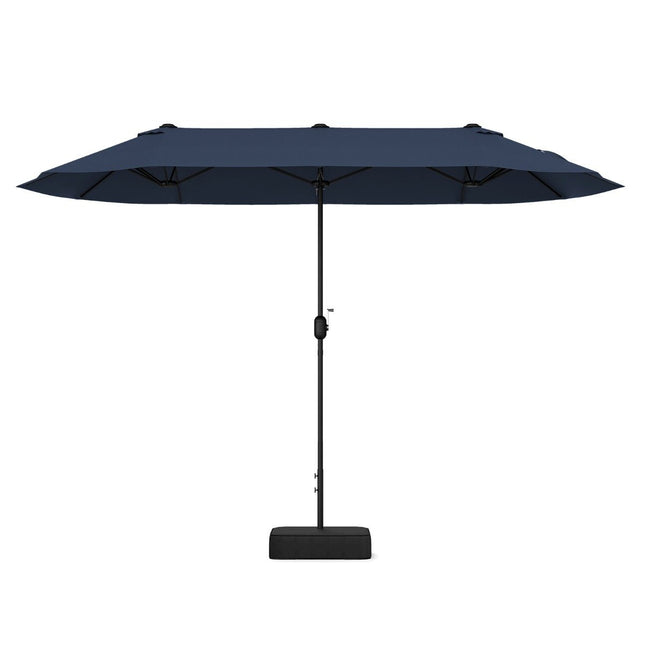 Doppelseitiger Terrassenschirm mit Ständer, UPF 50+, Dunkelblau