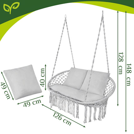 Balançoire double nid de cigogne, capacité 300 kg, 3 coussins
