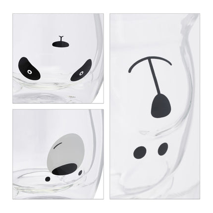 Lot de 3 verres à double paroi en forme d'ours