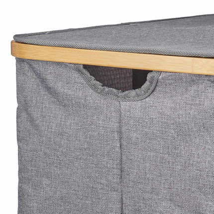 Panier à linge double avec couvercle gris