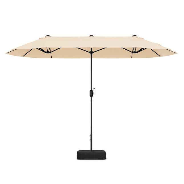 Parasol double avec pied 400 x 200 cm grand parasol XXL beige