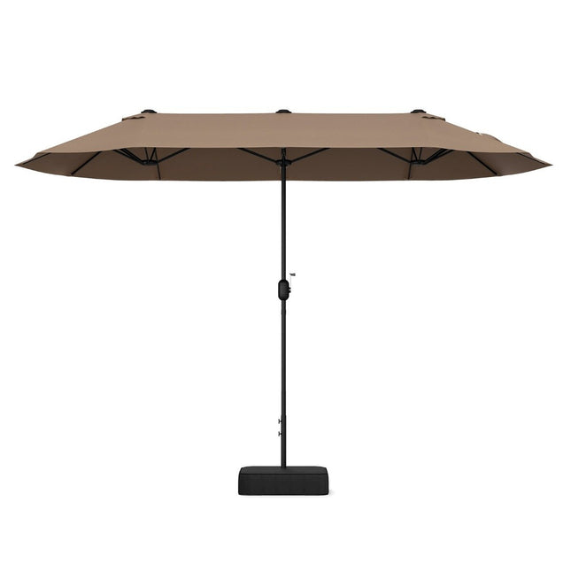 Parasol double avec pied 400 x 200 cm grand parasol XXL marron