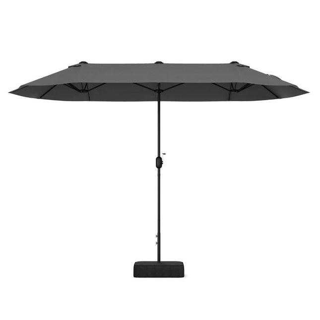 Parasol double avec pied 400 x 200 cm grand parasol XXL gris