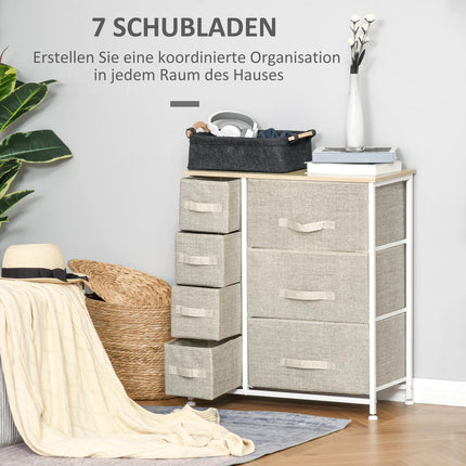 Platzsparender grauer Aufbewahrungsschrank mit 7 faltbaren Schubladen
