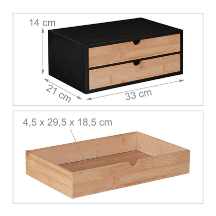 Caisson à tiroirs en bambou et MDF 2 compartiments