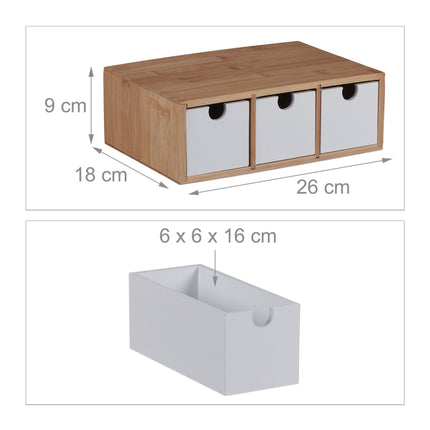 Caisson à tiroirs en bambou et MDF 3 compartiments