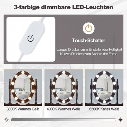 Schminktisch mit LED Beleuchtung Helligkeit einstellbar Frisiertisch mit 4 Schubladen schwarz