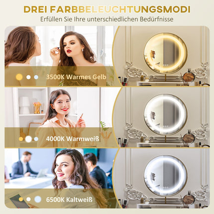 Weißer Schminktisch mit LED-Spiegel und Schubladen