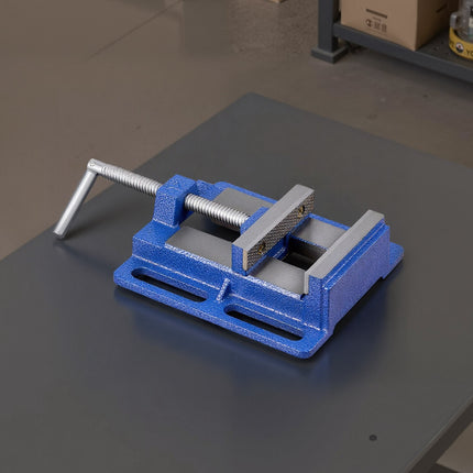 Drill Press Vise, 4 in Jaw, Cast Iron, Slotted Base