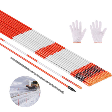 Driveway Markers, 20-Pack 48-Inch Reflective Fiberglass With Drill Bit