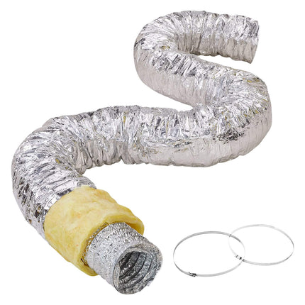 Dryer Vent Hose, Insulated 6-Inch x 25 Ft, 2 Clamps, R-4.2