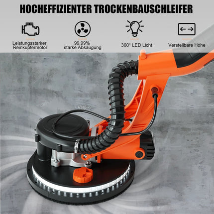 Trockenbauschleifer 750W, mit automatischer Absaugung, LED, ausziehbarer Griff