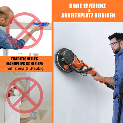 Trockenbauschleifer 750W, mit automatischer Absaugung, LED, ausziehbarer Griff