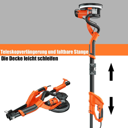 Trockenbauschleifer 750W, mit automatischer Absaugung, LED, ausziehbarer Griff