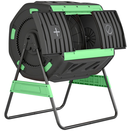 Composteur extérieur à double compartiment avec tambour rotatif