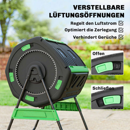 Composteur extérieur à double compartiment avec tambour rotatif