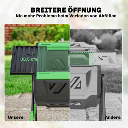 Composteur extérieur à double compartiment avec tambour rotatif