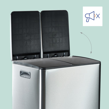 Poubelle de cuisine à double compartiment de 30 L avec pédale