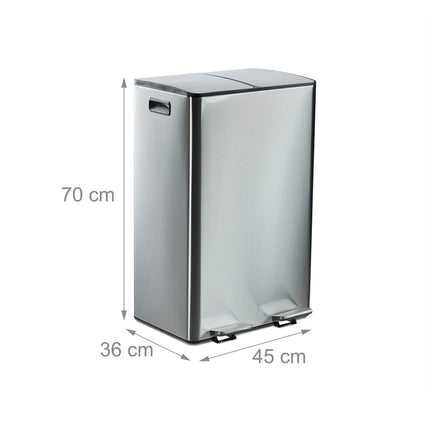 Poubelle de cuisine à double compartiment de 30 L avec pédale