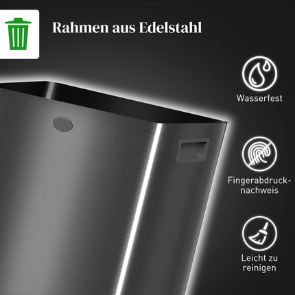 Doppelfach-Pedaleimer aus Edelstahl, 40 l