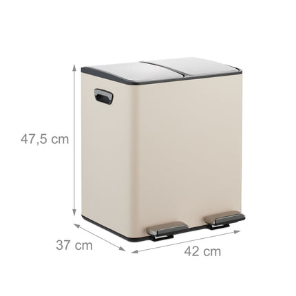 Poubelle à pédale à deux compartiments - Capacité 2x15L
