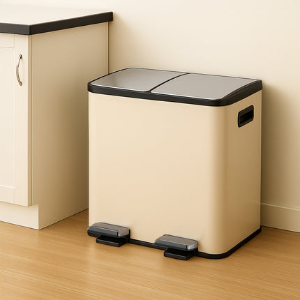 Poubelle à pédale à deux compartiments - Capacité 2x15L