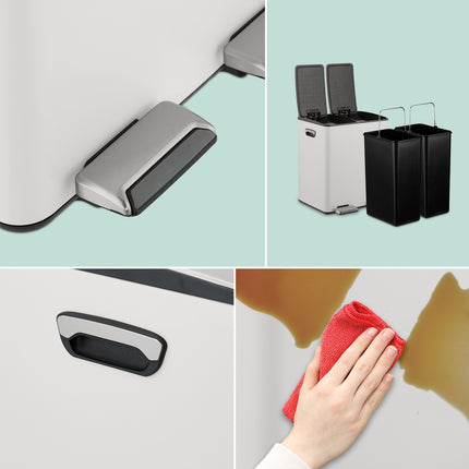 Mülleimer mit zwei Fächern, 2x15L, Soft-Close