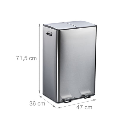 Tretmülleimer mit zwei Fächern, 2x30L Fassungsvermögen