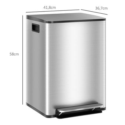 Mülleimer mit zwei Fächern, 40L, Soft-Close, Edelstahl