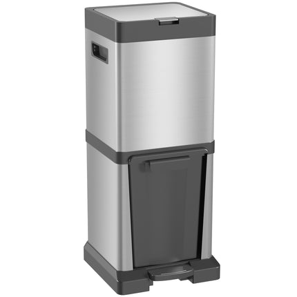 Poubelle à double compartiment, en acier inoxydable, capacité totale de 34 L