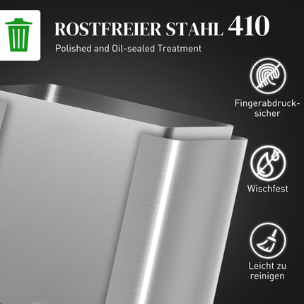 Poubelle à double compartiment, en acier inoxydable, capacité totale de 34 L