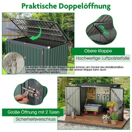 Mülltonnenbox für zwei Mülltonnen, verzinktes Metall, 172x95,5x130 cm