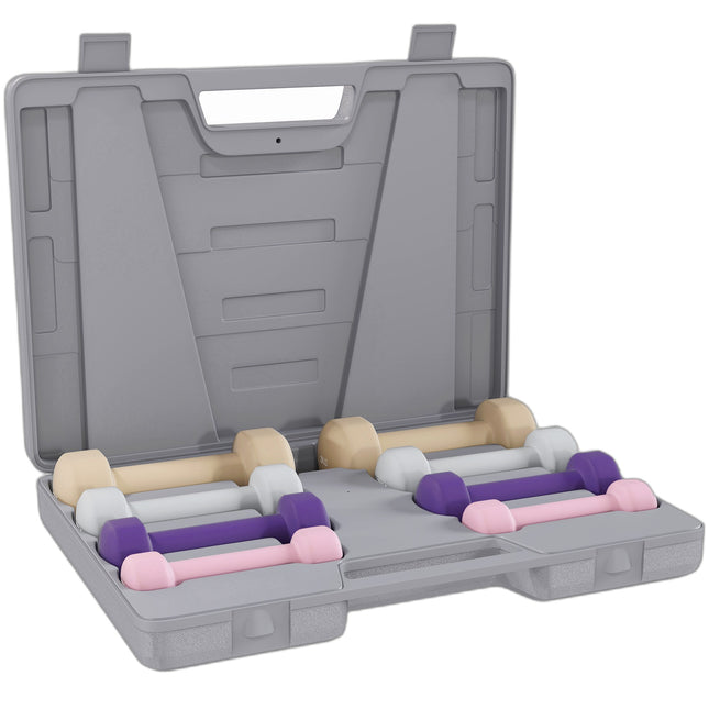 Ensemble d'haltères avec étui - 4 paires : de 0,5 kg à 2 kg