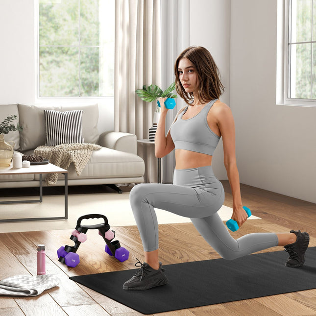 Ensemble d'haltères avec support - 6 poids : 2 x 1 kg, 2 x 3 kg, 2 x 5 kg