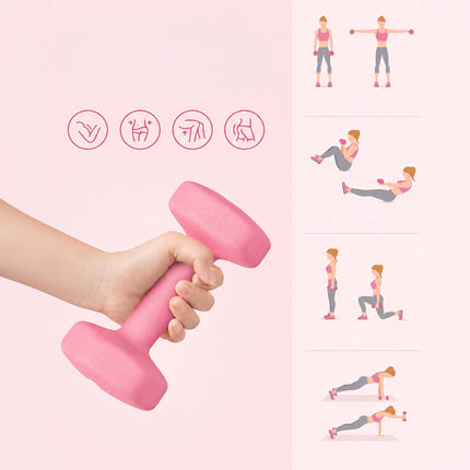 Haltères avec support, 1 à 3 kg, revêtement PVC antidérapant