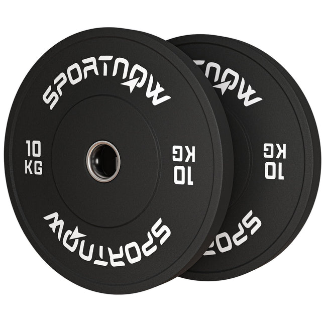 Lot de 2 poids d'haltères, 2 poids de 10 kg, jeu de plaques de poids, plaques de poids pour barre d'haltères de 5 cm, alésage Ø 50 mm, noir