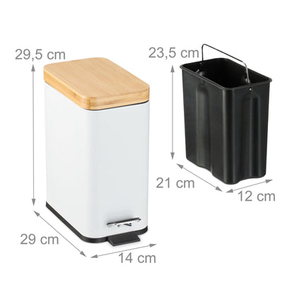 Poubelle de salle de bain 5 litres avec couvercle en bambou