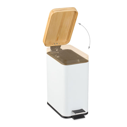 Poubelle de salle de bain 5 litres avec couvercle en bambou