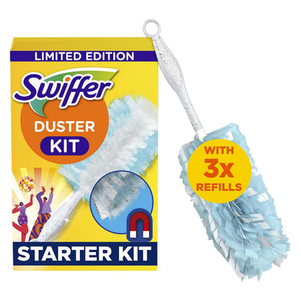 Staubwedel-Set mit Stiel + 3 Nachfüllpackungen für Staub und Tierhaare