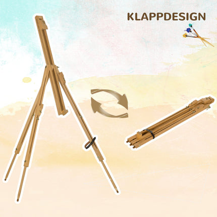 Chevalet Chevalet De Terrain Pliable, Chevalet Trépied, Chevalet De Studio Portable Réglable En Hauteur En Bois De Hêtre Pour Toiles Jusqu'À 107 Cm De Hauteur