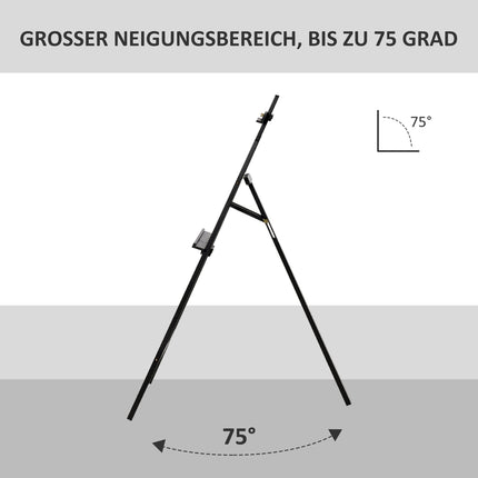 Verstellbare Staffelei aus Kiefernholz zum Malen, 90° klappbar