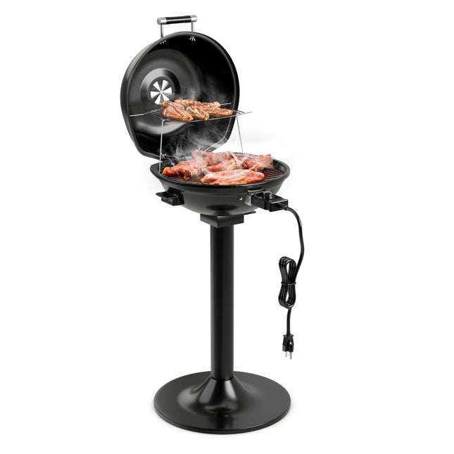 Barbecue électrique avec grille antiadhésive amovible, noir