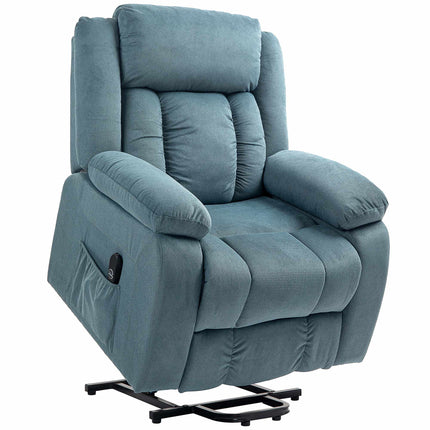 Fauteuil inclinable bleu électrique avec télécommande et poches latérales