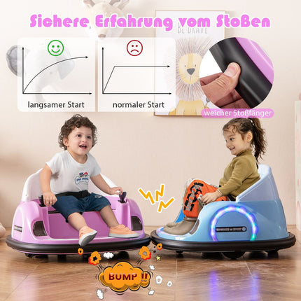 Auto-tamponneuse électrique pour enfants avec lumières LED, rose