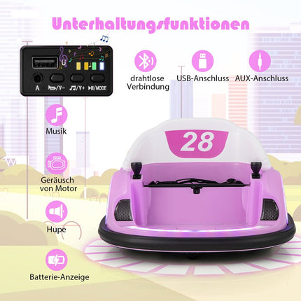 Auto-tamponneuse électrique pour enfants avec lumières LED, rose