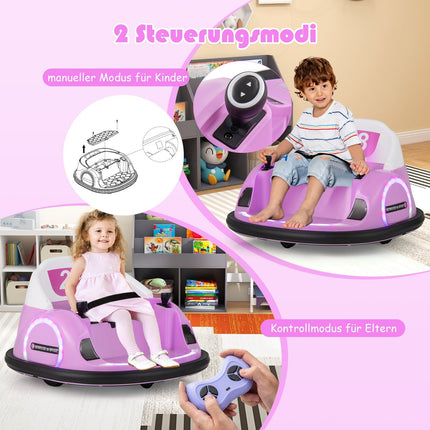 Auto-tamponneuse électrique pour enfants avec lumières LED, rose