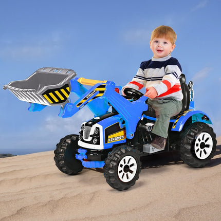 Elektrischer Kinder-Gabelstapler 12V Batteriebetriebener Kinderbagger mit 2 Geschwindigkeiten Kinderauto Blau